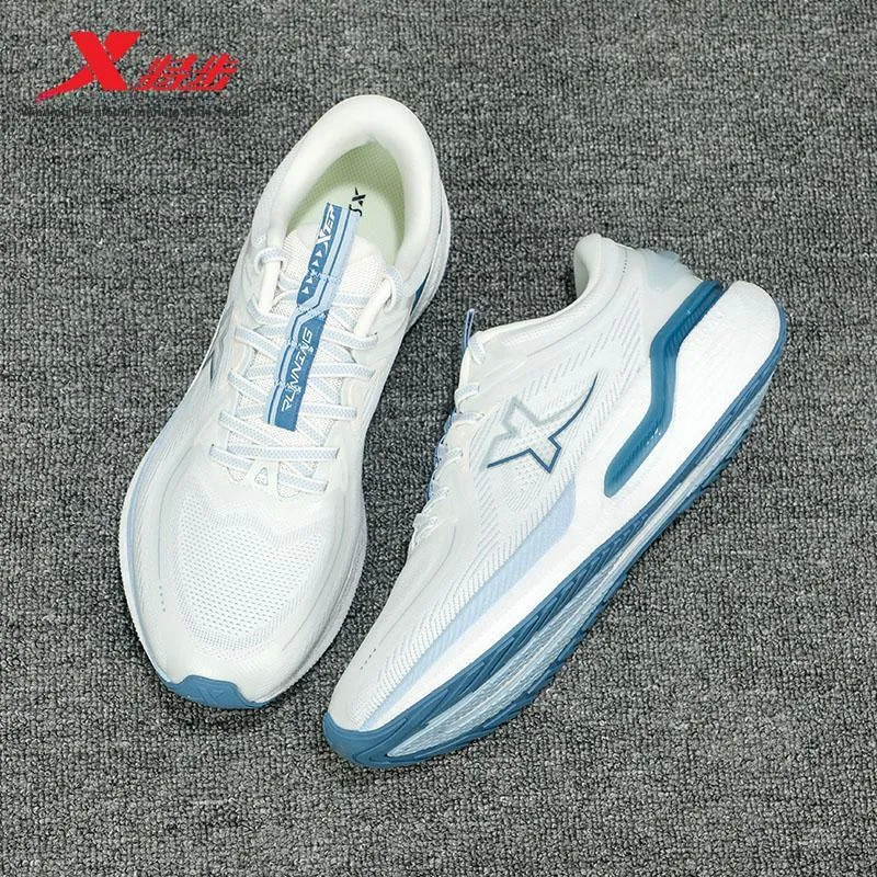 XTEP Cushioned Wear-Resistant Breathable Professional Running Shoes Men's Sail White/Evening Dusty Blue-6