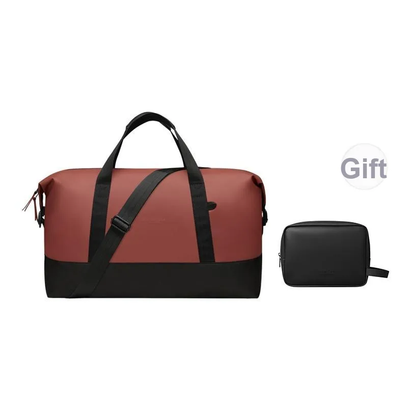 Gaston Luga Eco Friendly Polyester Material Travel Bag Unisex Elegant Black/Light Taupe/Orange Red