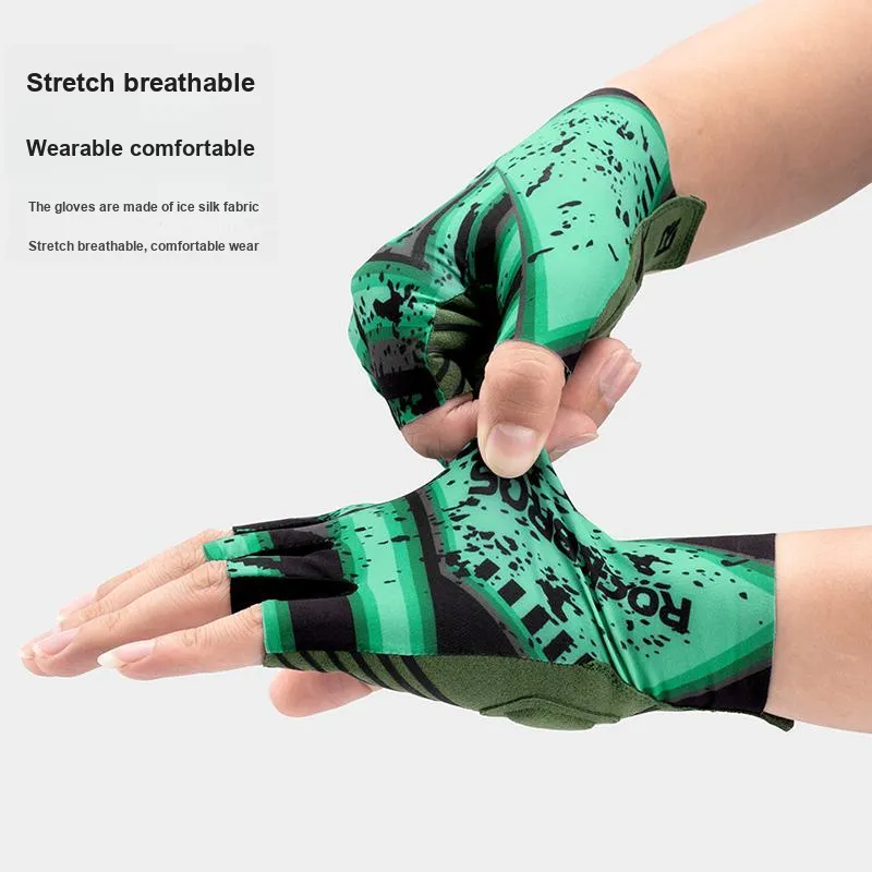 ROCKBROS Riding Equipment Cycling Glove Cycling Unisex Polyester Elastane Nylon PU Black Green-3