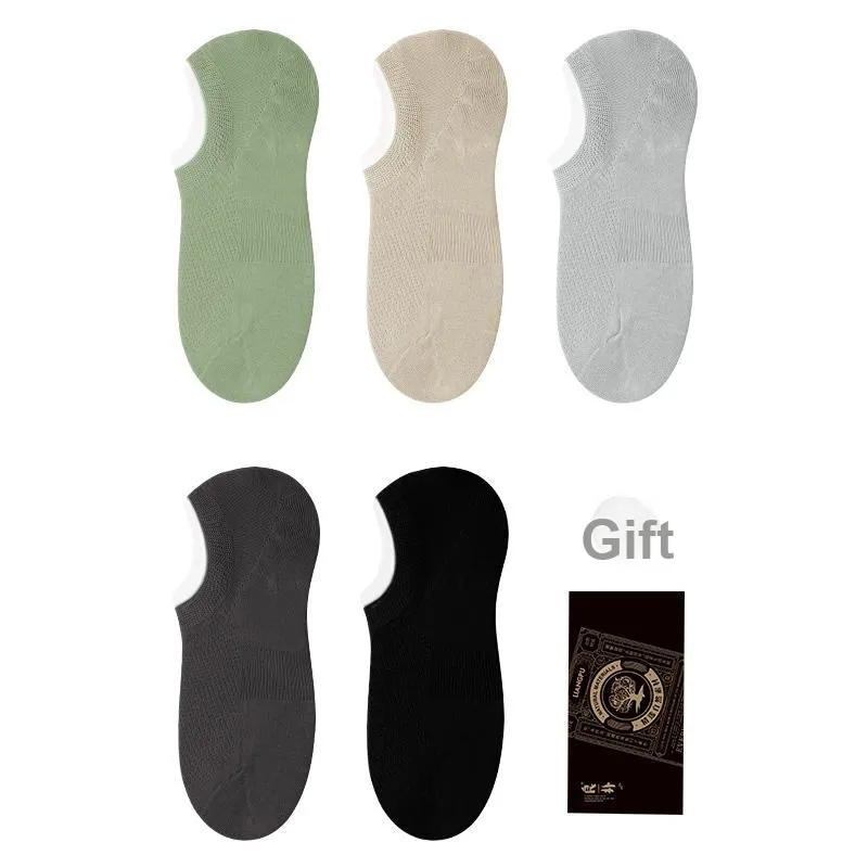 LIANGPU No Show Socks Men's 5 Pack Gift Box Set-5