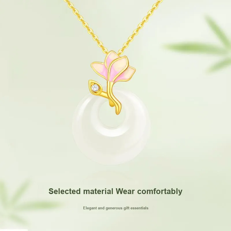 JINLIUFUJIXIANG Necklaces White Jade/Pale Greenish White Jade Unisex-4