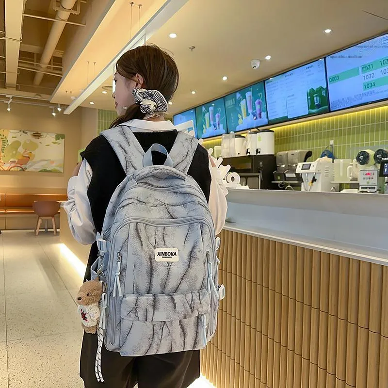 WICKBUEN Nylon Backpack Unisex White/Black/Coffee/Blue-19