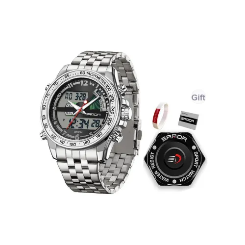 Sanda Кварцевый механизм стальной ремешок мужские часы черный циферблат