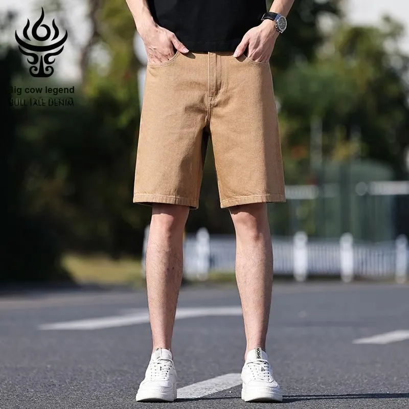 DANIUCHUANSHUO Summer Denim Shorts Men's Dark Khaki-3