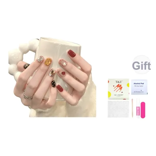 T Z Лето Пузырьки Вода AB Позиционирование Стиль Премиум Feel False Nail Овал Укороченный Дофамин Jump Цвет Блестки