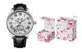 Heart-Fluttering Box-L-9162 Silver Case with White Dial and Black Strap