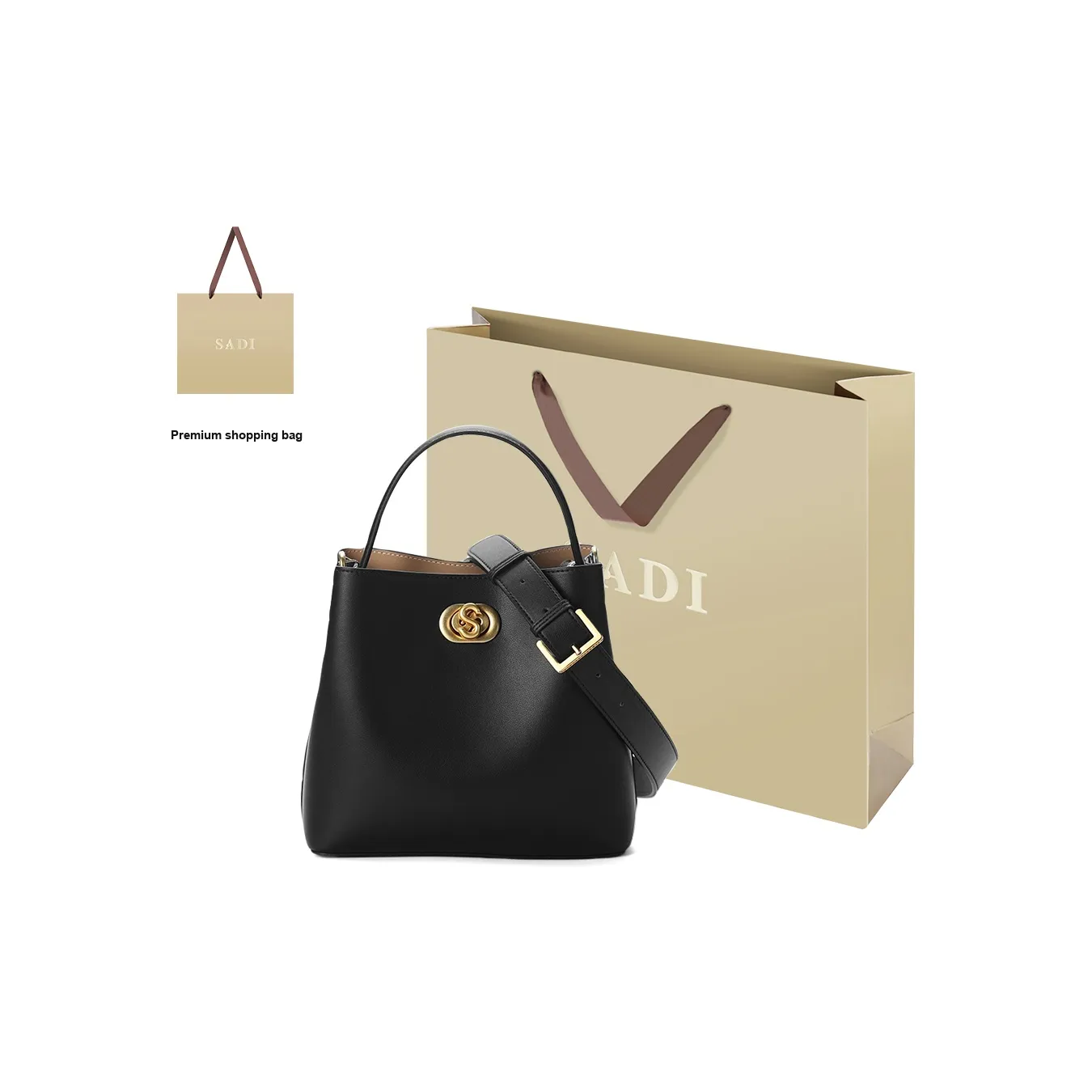 SADI Genuine Leather Cow Leather Shoulder Bag Women's