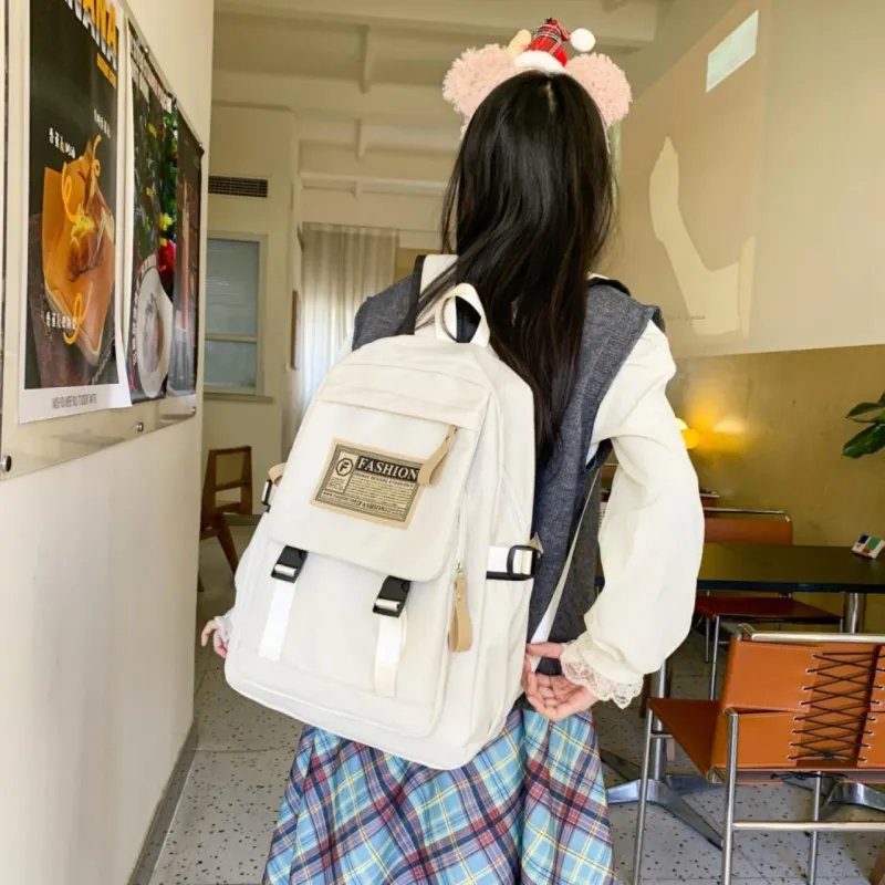 MOK Nylon Backpack Regular Unisex White/Black/Burgundy/Khaki-3