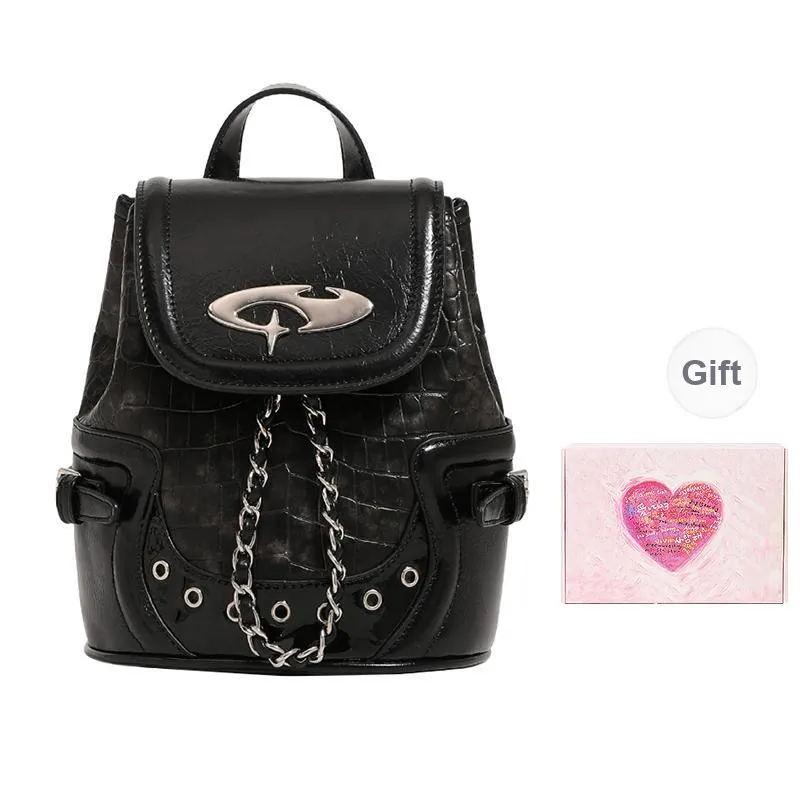 DCLOUD PU Backpack Small Size Women's Silver/Black-12