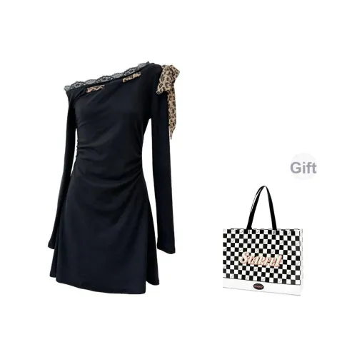 STARFEI Длинное платье с длинным рукавом женское черное