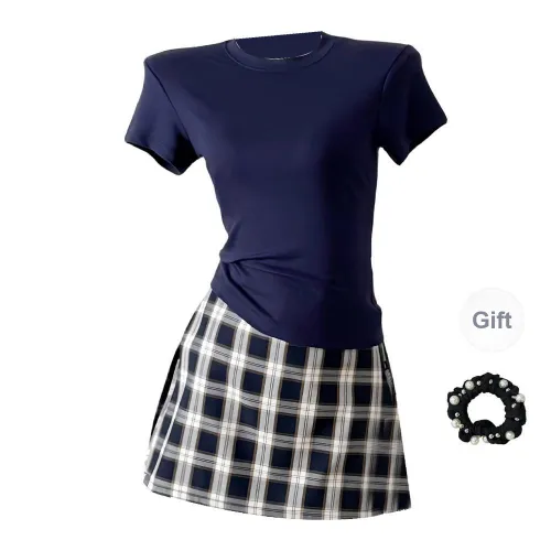 WUSHANSHAN Two Piece Skirt Sets Women's Two Piece Set+Hair Tie Includes