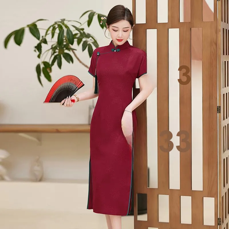 Yi Mengyuan Short Sleeved Dress Women's Red-2