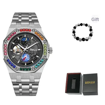 BAOGELA Creator Collection Automatic Mechanical Movement Steel Strap Watch Men's Watches Black Dial