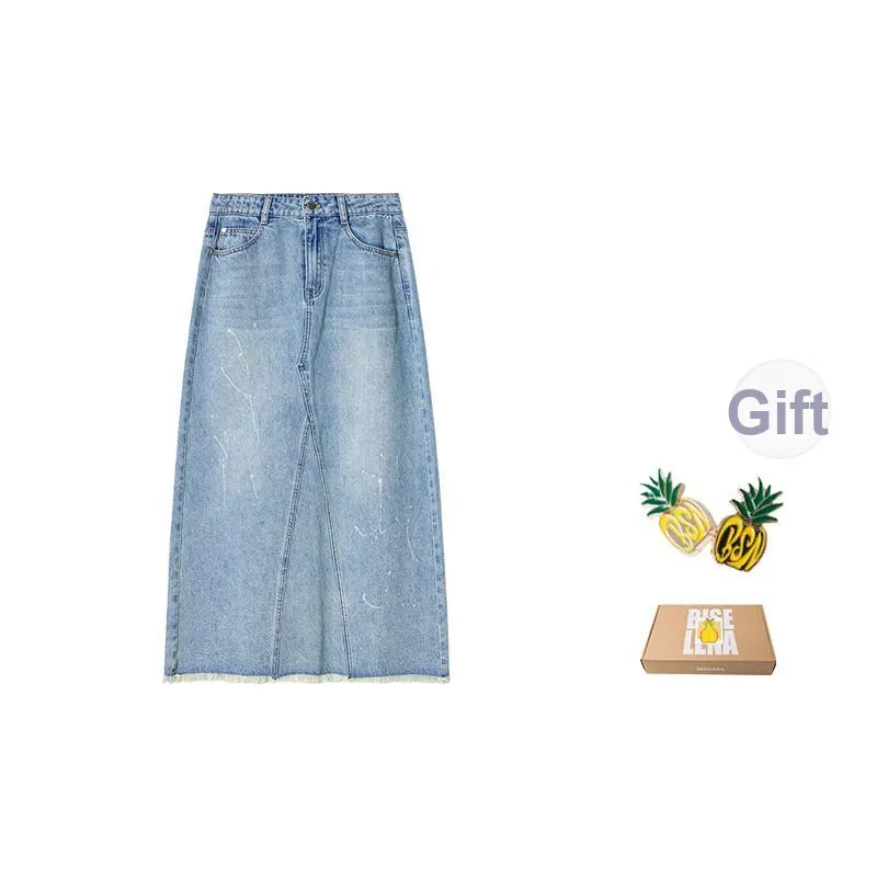Bethine Denim Long Skirt Women's Denim Blue-4