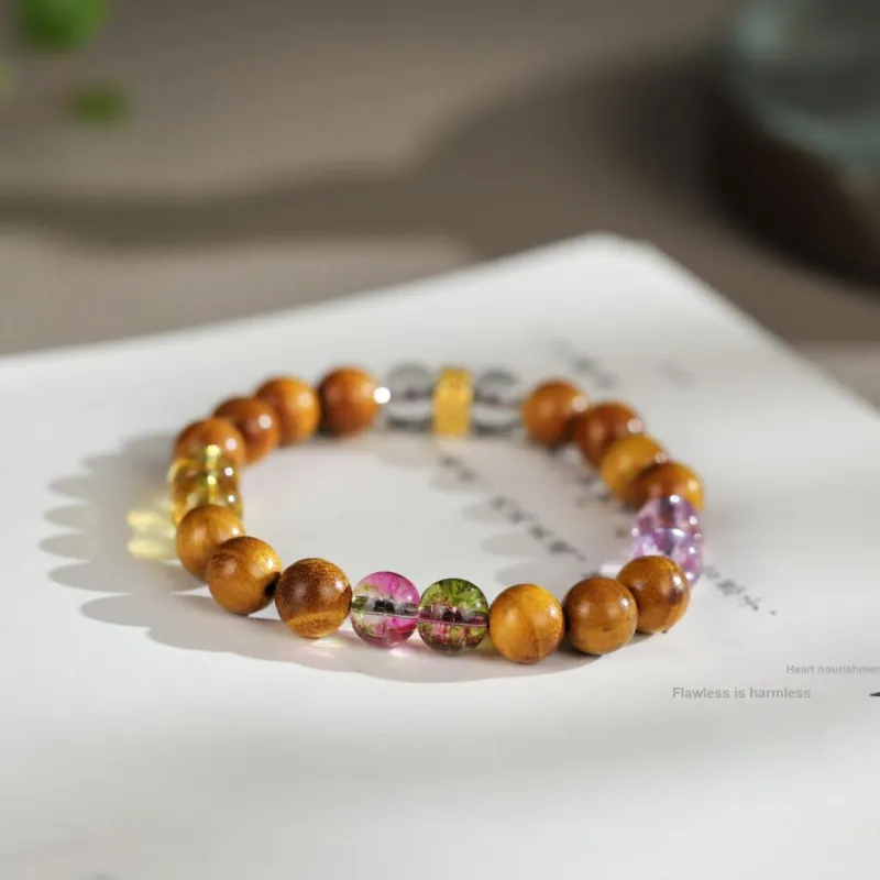 ZHUOJIN Golden Sandalwood Bracelets Unisex-3