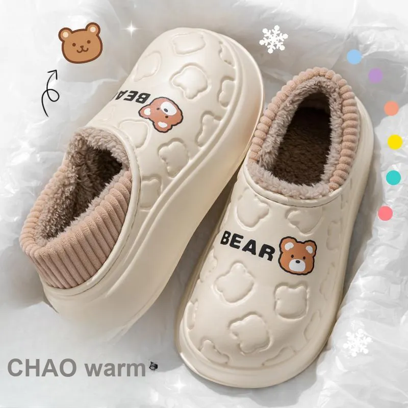 Foot Recreation Soft Sole Fully Enclosed Water Resistant Winter Home Insulated Cotton Slippers, Home Slippers, Unisex-9