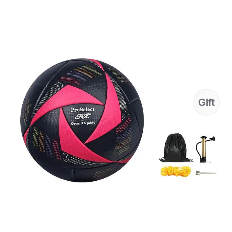 ProSelect Size 5 Soccer PU Seamless Thermal bonding Unisex Black Pink-0