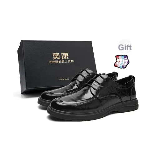 AOKANG Повседневные кожаные туфли с низким верхом, черные, стандартный размер, кожаная обувь, мужская