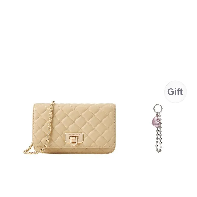 CHARLES&KEITH PU Small Square Bag Shoulder Bag Regular Women's Black/Beige/Cream Milk White/Pink-7