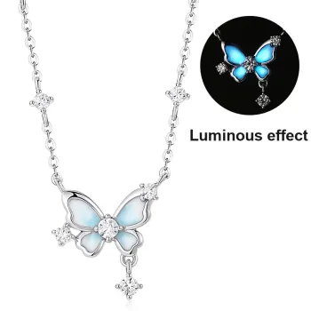 KADER 925 Sterling Silver Necklaces Women's Blue