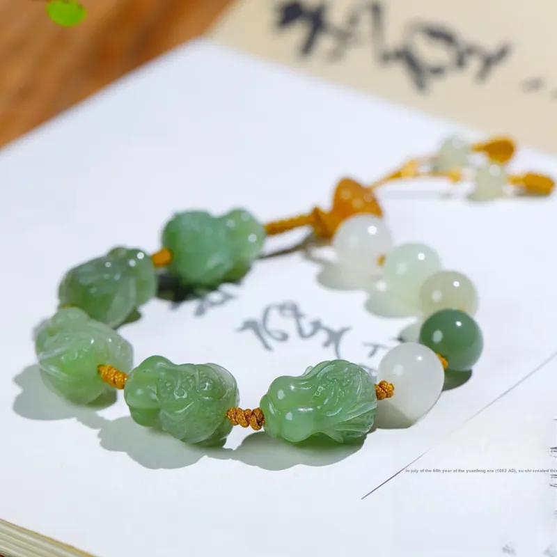 Jade Charm Yao Hetian Jade Bracelets White Jade/Pale Greenish White Jade Unisex-6