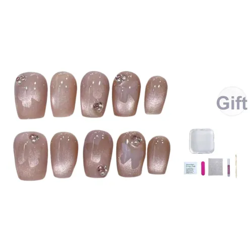 A Few More Cute Дикий Бабочка Кристальный камень Дикий Бабочка False Nail Короткий LADDER Телесный Smudge Кошачий глаз