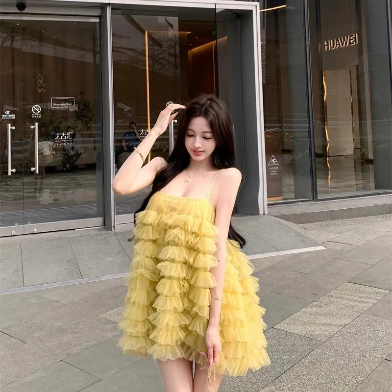 YGPRW Slip Dresses Women's Yellow-6