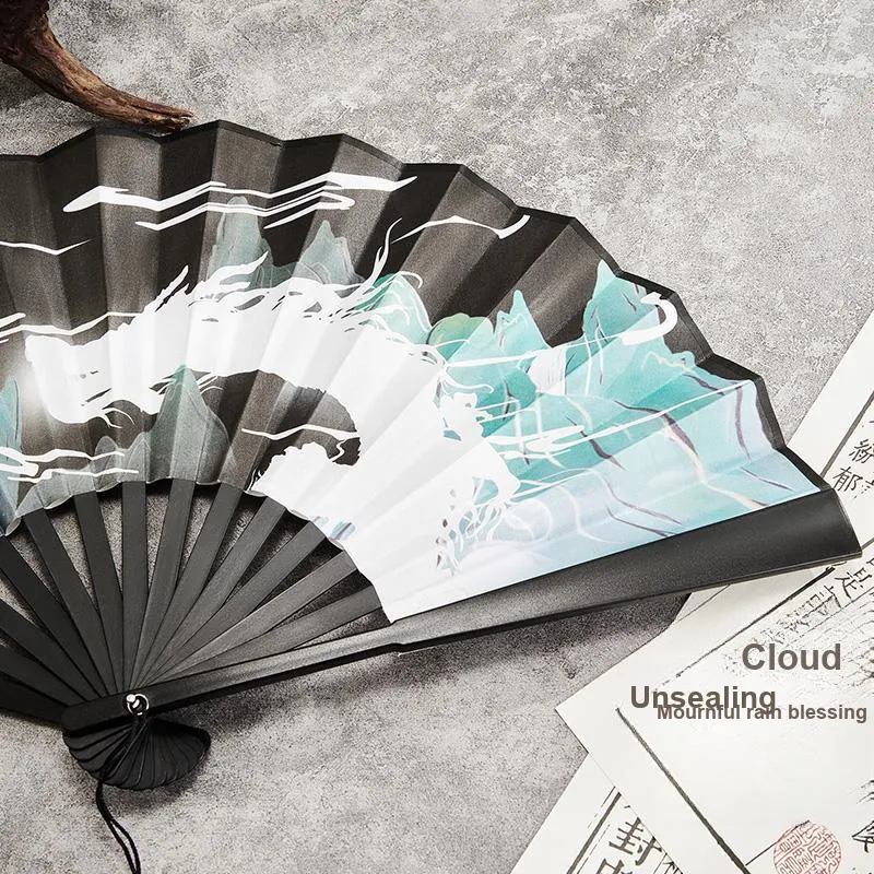 Pleasant Language Twill Damask And Silk Folding Fan-9