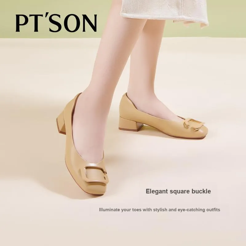PT'SON Chunky Heel High Heels Women's-17