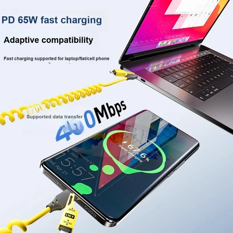 Otoshi Cables 1.5m All in one Spring Storage Compatibility Apple Android Huawei-2