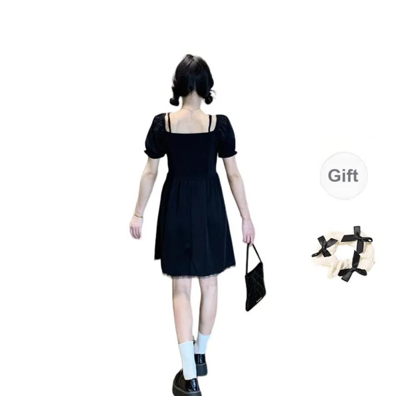 / Short Sleeved Dresses Women's Black+Bowknot Hair Tie Comes With-1