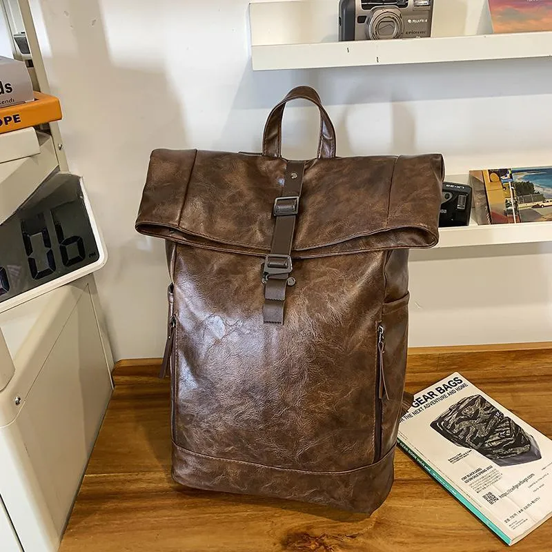 BRABOSTON PU Backpack Unisex Coffee/Brown/Black-1