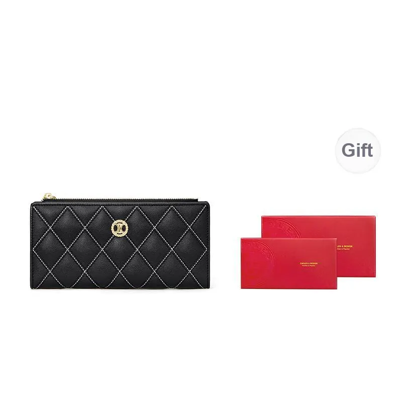 CNOLES Cow Leather Clutch Card Holder Wallet Regular Women's Black-0
