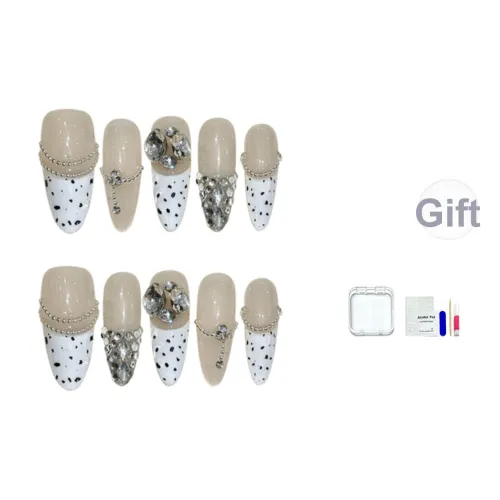 JINGCHANXUE Клейкий рис Молоко Бусина Ручная работа Кристальный False Nail Миндаль Flashing Градиентный Гороховый узор 14mm