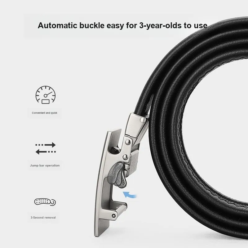 PIERRE CARDIN Men's New Arrival Business Automatic Buckle Genuine Cow Leather Men's Pant Belt Men's Black-5
