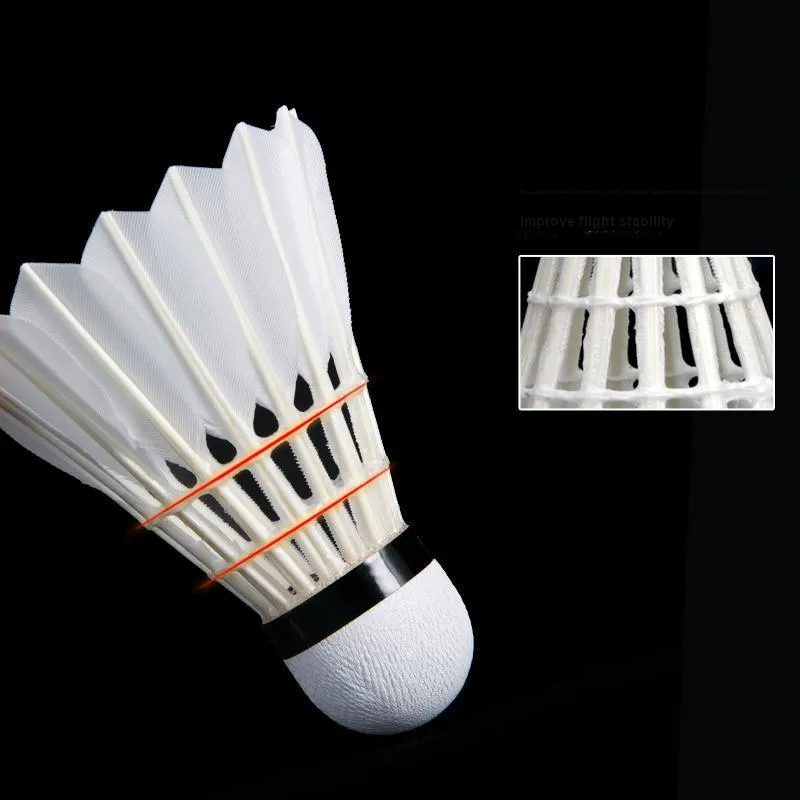 Global Wind Size 7 12 Pack Goose Feather All Round Duck Feather Training Competition Food Shuttlecocks-2