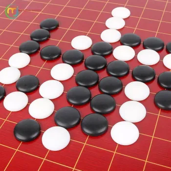 Miao Ji Go Five In A Row Set Redwood Bamboo Chessboard With Jade Like Chess Pieces Red Wooden Jar Board Games