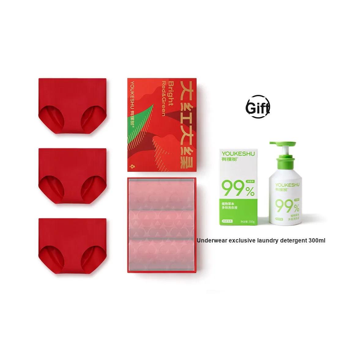 YOUKESHU Счастливый красный+Счастливый красный+Счастливый красный Женские Трусики-бикини