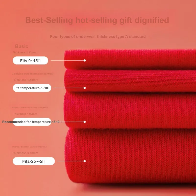 Red bean Men Thermal Sets-3