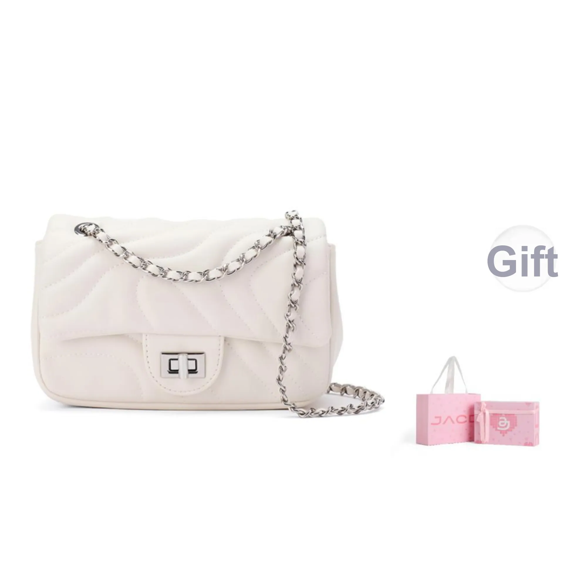 JACD PU Small Square Bag, Crossbody Bag, Shoulder Bag Regular Women's Black/White