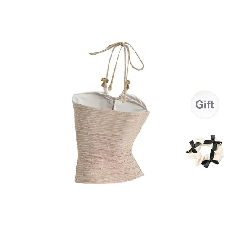 TORIGHT Camisole Women's Apricot+Bowknot Hair Tie Comes With-1