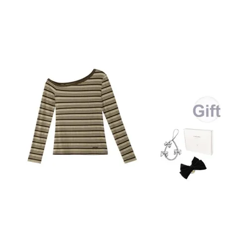 Fstudio Предосенний Корейский стиль Асимметричный топ с полосами универсальный рубашка женский