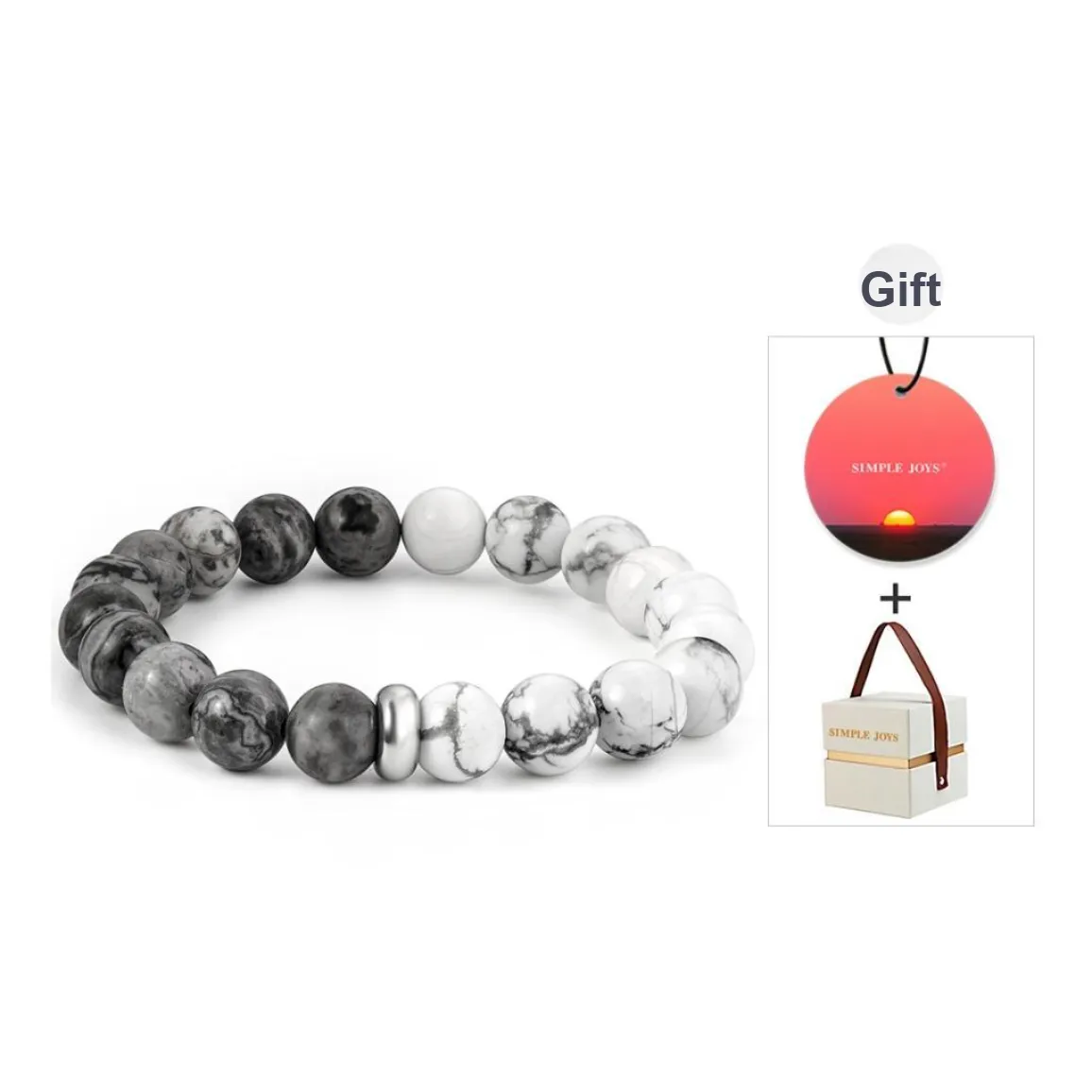 SIMPLE JOYS Bracelets Unisex Map Stone White Turquoise Stretchable Minimalist Style New Chinese Trend