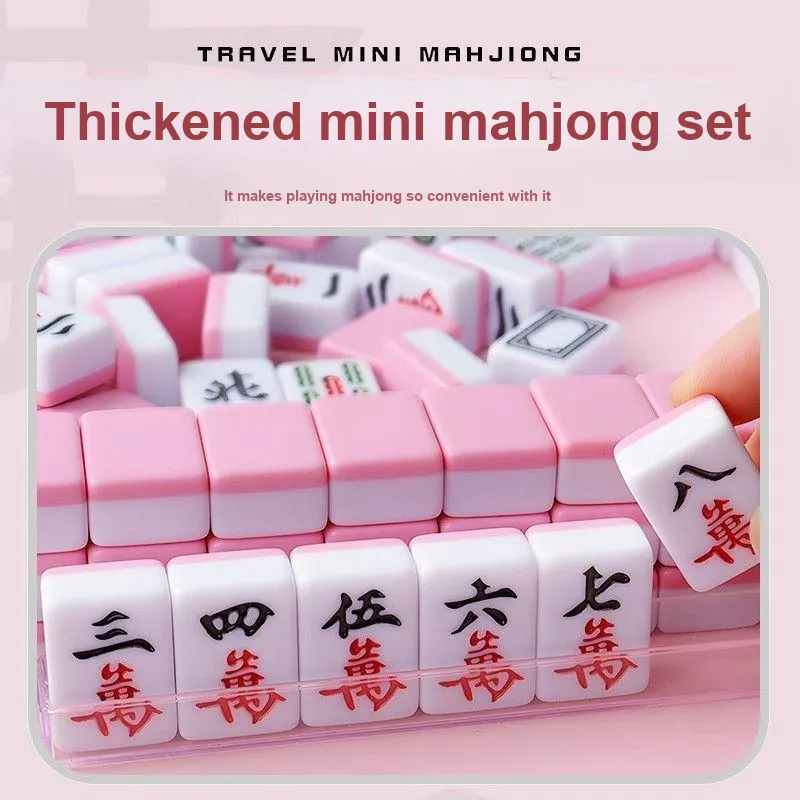 Lezhi By Me Mini Mahjong Tiles Travel Dormitory Portable Room Size Hand Cranked Board Games-1