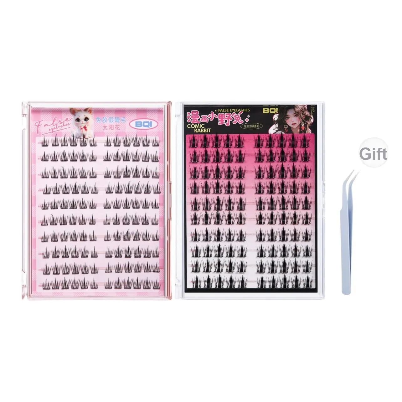 BQI Подсолнух+Комикс Кролик Клей Бесплатно Накладные ресницы Натуральный Увеличивающий Стиль Подсолнух