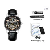 Silver Case Black Dial with Belt Style[Includes Genuine Leather Strap]