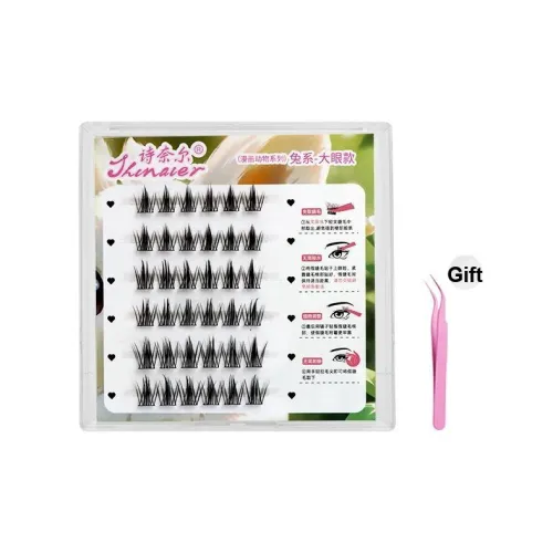 ZHENZHENSHINAIER 6 рядов Нелинейная юбка Кролик Click Искусственные ресницы Укрепляющий Стиль Сегментированный