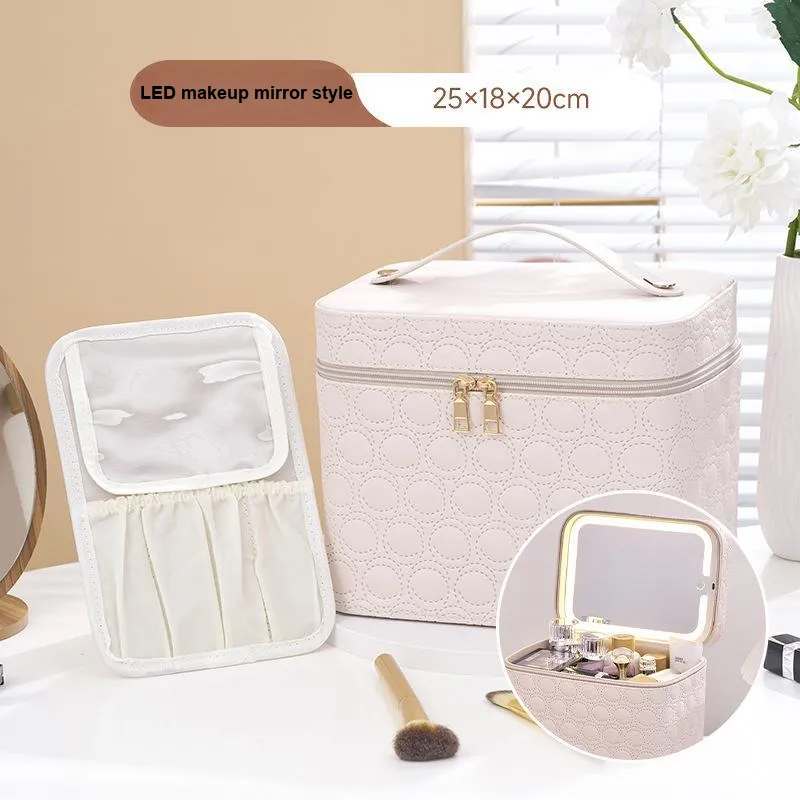 MUYAXUAN Portable Cosmetics Double Layer Storage Bag Box-1