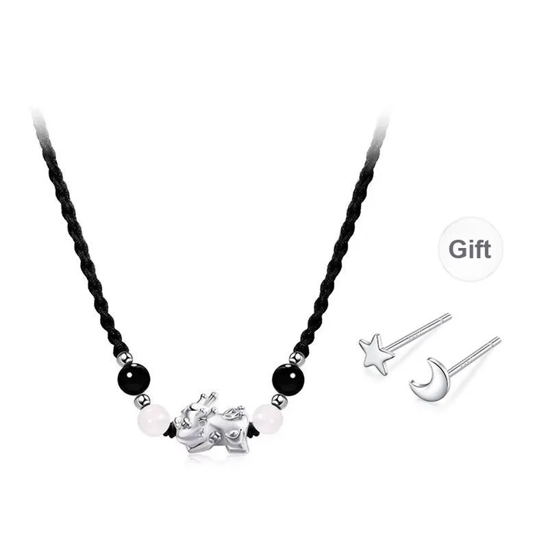 TAOHUAZHAOZHAO Obsidian Necklaces Unisex-0