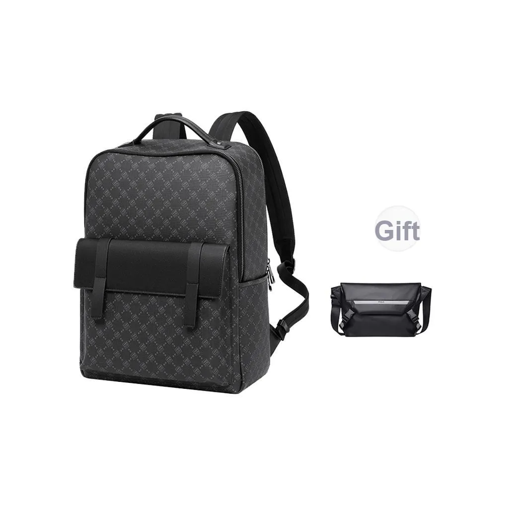 POLO PVC Synthetic Leather Backpack Large Men's Black